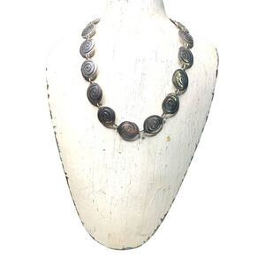 Vintage Mexico 925 MWS Signed Choker Necklace Modernist. 76.544 gm SILVER